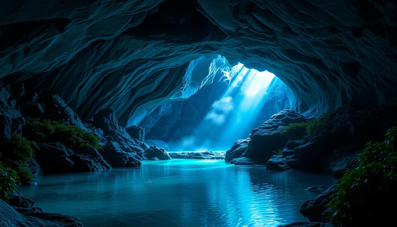 Discover the Enchanting Blue-Lit Cave